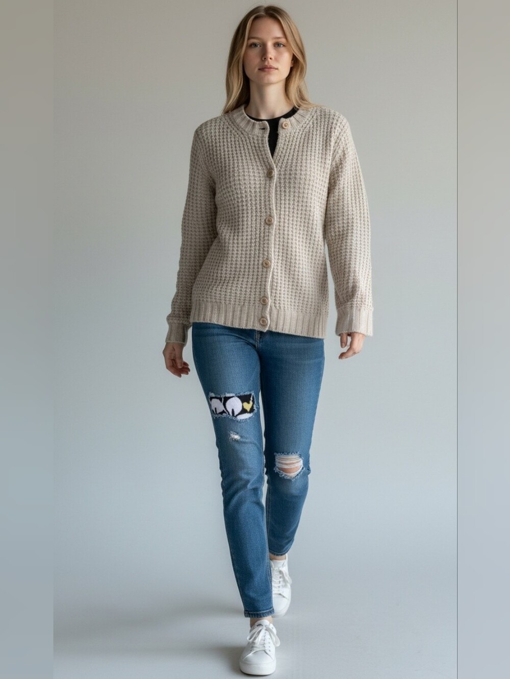 A.P.C. Rue Madame Paris Merino Wool Waffle Knit Button Cardigan Sweater Sz S